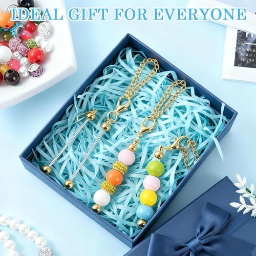 16PCS Beadable Keychain Bar Bulk, Metal Blank Beaded Keychain Bar for Beads DIY Crafts Charms Jewelry Making Supplies