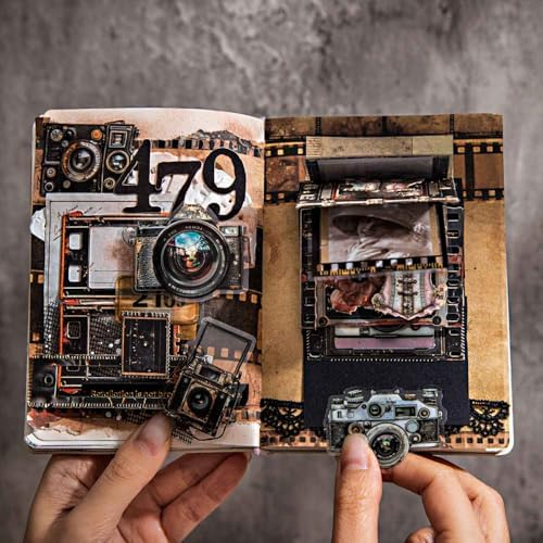 Vilikya 90Pcs Film Scrapbook Stickers Pack for Junk Journal Supplies, Movie-Themed Decoupage Paper for Scrapbooking Kit, PET Film Strip Tape & Photo Frame Cards for Bullet Journaling Decorative