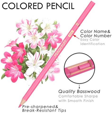 Orange Yellow Colored Pencils,Oil Based Wooden Colored Pencil Set for Adults Coloring Books Drawing Sketching Art Supplies 24 Color