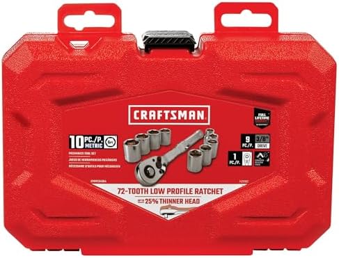 CRAFTSMAN Mechanics Tool Set, Metric, 3/8 Inch Drive, 10 Piece (CMMT34564)