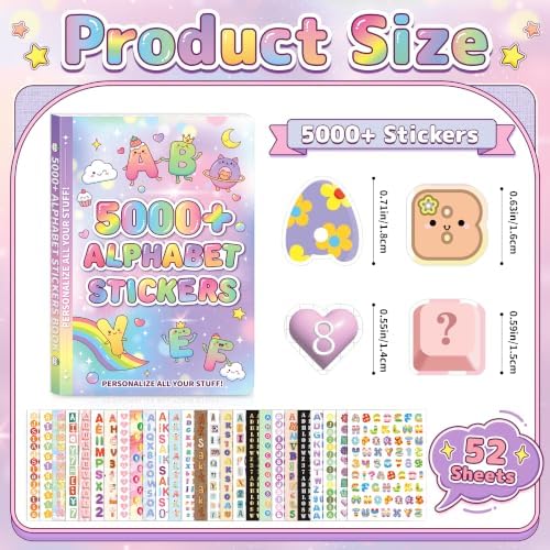 5000+ Letter Stickers, 52 Sheets Alphabet Stickers Book, Scrapbook Supplies