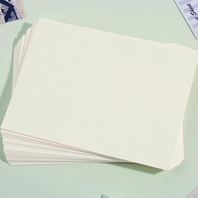 50 Pack Blank Folded Cardstock Cards, Cream Color, 3x5