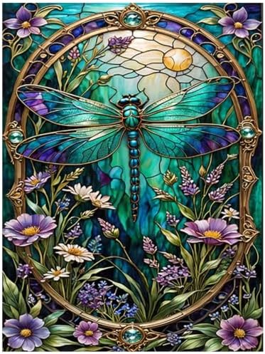 Dragonfly Diamond Art Kits for Adults Beginners, Diamond Painting 12x16 in | Diamond Painting Kits for Adults Beginners, Gem Art, 5D Full Drill, DIY Arts and Crafts for Gift Home or Decor