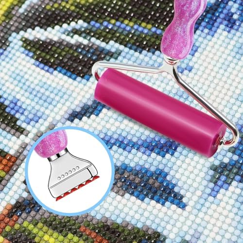 Diamond Painting Pen Kit - 7 Metal Tip Diamond Art Tools, 5D Diamond Painting Accessories for Adults Beginners, Resin Pen with Straight/Bent/Flat/Roller Nibs, Tray & Clay Wax