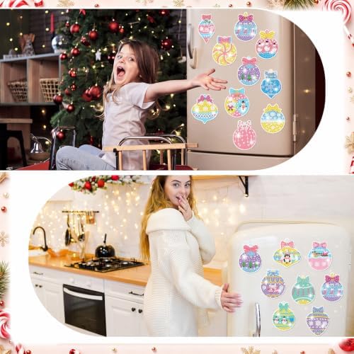 Motipuns 30 Pcs Diamond Magnets,Christmas Lollipop,Pastel