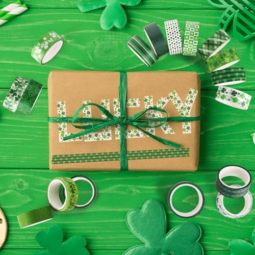 Green Decorative Tape Set 20 Rolls St. Patrick's Day Washi Tape for Lucky Shamrock DIY St Patrick Day Masking Tape for Irish Holiday Kids Craft Notebook Scrapbooking & Stamping Supplies