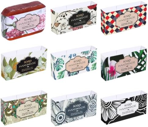 PH PandaHall 90pcs Soap Wrapper 9 Style Flower Wrap Paper Tape Vertical Soap Paper Tag Soaps Sleeves Covers for Homemade Soaps Bar Packaging Supplies