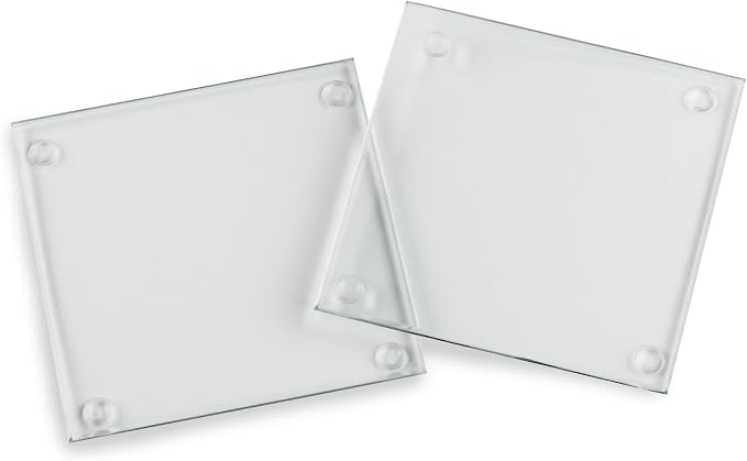 Kate Aspen Clear Glass Drink Coasters Set of 12 - DIY Sublimation Blanks for Drink Coasters, Wedding Favors, Home Décor, Bridal Shower Gifts, Fall Decorations, Bar Coasters, and Party Craft Supplies