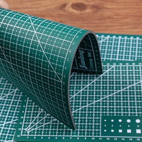Self Healing PVC Cutting Mat, Gridded Rotary Cutting Board, Sturdy Craft Cutting Mat, Double Sided, A4, Dark Green