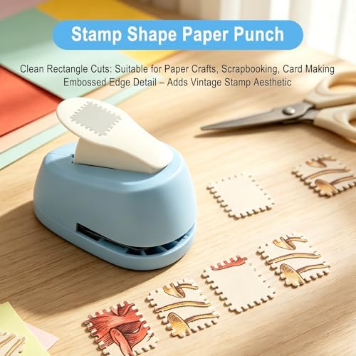 Postage Stamp Punch, 0.8 x 0.7 in Scalloped Rectangle Paper Punch