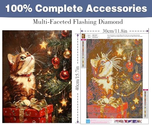 ijbnhd Christmas Cat Diamond Art Kits for Adults
