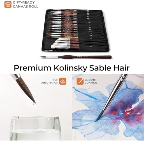 Nicpro 22 PCS Kolinsky Sable Miniature Paint Brushes Dry Brush