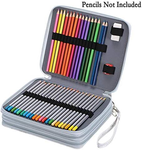 BTSKY Deluxe PU Leather Pencil Case For Colored Pencils - 120 Slot, White