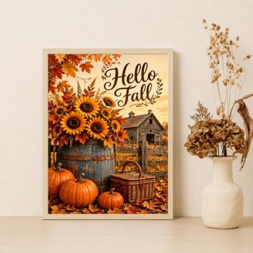DOTSTART Rustic Fall Diamond Art Kits for Adults, Autumn Full Drill Gem Art