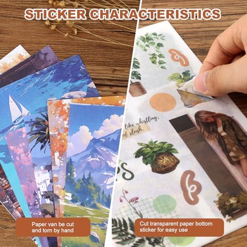 Scrapbook Stickers Book - 400 Aesthetic Pre-Cut People & Washi Stickers for Journaling Junk Journaling Sticker