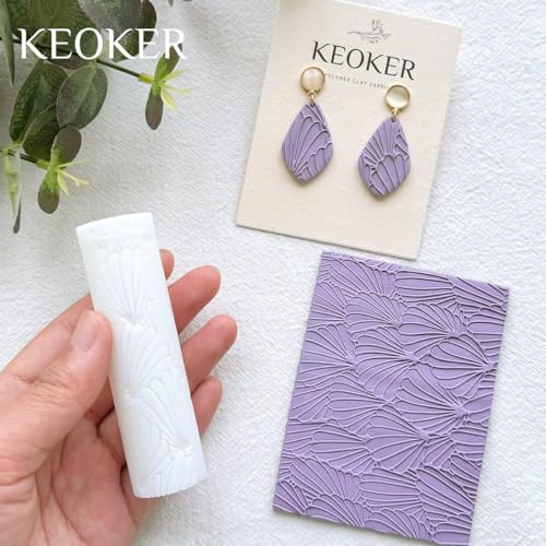 KEOKER Polymer Clay Texture Roller, Polymer Clay Roller for Making Earrings, Like Polymer Clay Texture Sheets, Great Work with Polymer Clay Cutters (Boho A), Floral A