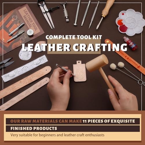 CBHGFEA Leather Crafting Kit, Leather Working Tools Supplies Tooling Kit