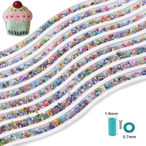 Tube Seed Beads Crafts Glass Bugle Beads Small Craft 3mm with for Jewelry Making Embroidery Decoration (28 Colors, 16800pcs)