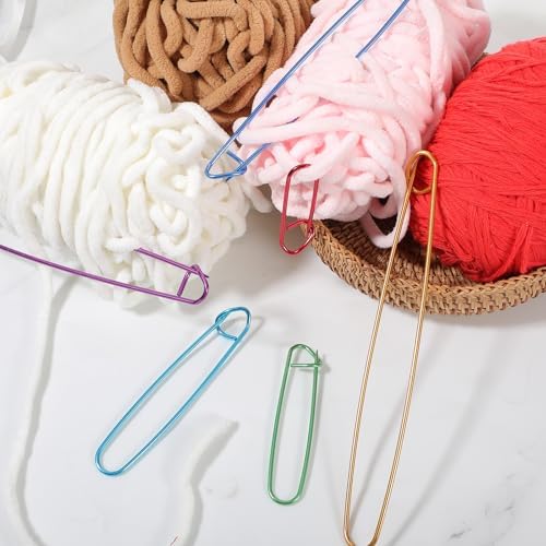 HJZHII 24 Pcs Knitting Stitch Holders, 6 Size Metal Stitch Holders