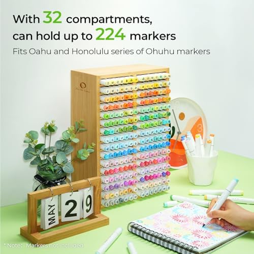Ohuhu Bamboo Marker Organizer Hold 224 Markers for Honolulu Oahu Series