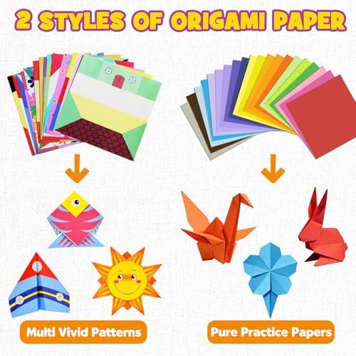 Pigipigi Kids 230 Pcs Origami Paper Kit,Arts and Crafts for Kids Ages 5-12 | Beginners Origami Kit,Step-by-Step Guiding Book, DIY Craft Birthday Gift for Boys Girls ages 5-12