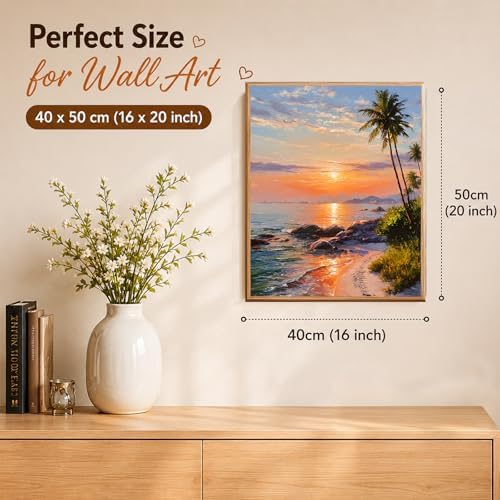 AUKELHJ Paint by Numbers Kit for Adults Beginner, Beach, 16X20 Inch