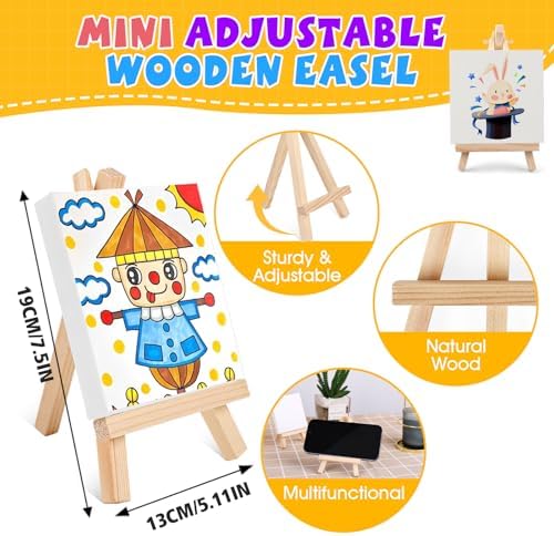 ESRICH 16 Set Mini Acrylic Paint Kit, 5in Mini Canvas with 7.5in Easel