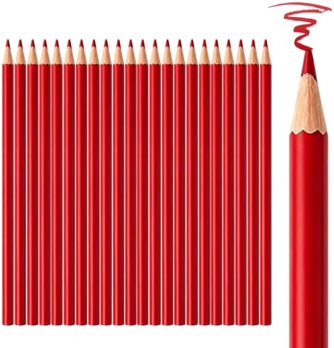 24 PCS Red Colored Pencils, Pre-sharpened Professional Wooden Art Pencils Set for Artists Painting | Premium Drawing Sketching Supplies