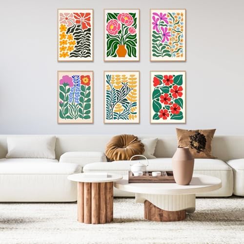 6 Pack Paint by Numbers Kit for Adults, Flowers Number Painting, 8x12 Inch | DIY Adult Paint by Number Kits on Canvas for Beginners, without Frame, Botanical Home Wall Decor, Stress Relief Craft Gift