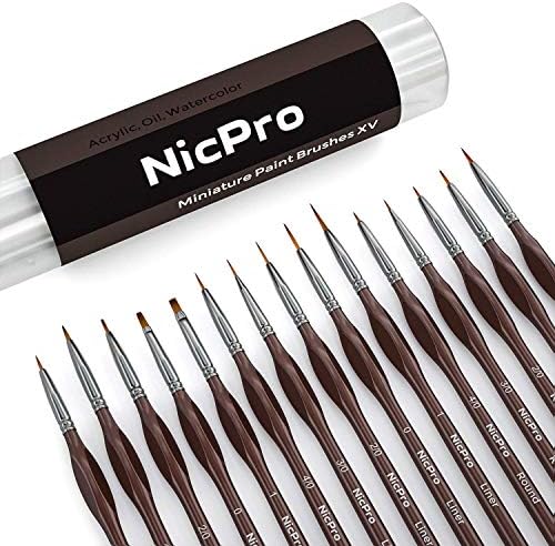 Nicpro 15 PCS Detail Paint Brushes, Miniature Paint Brushes for Detailing