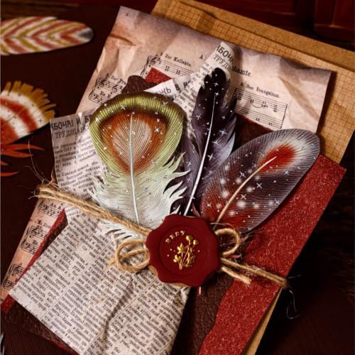 60 Pcs Silver Foil Feather Stickers, 6 Packs Cardstock Plumes