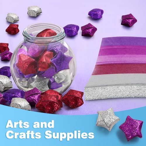 FoDau770 Glitter Star Paper Strips - 520 Sheet, Purple Series