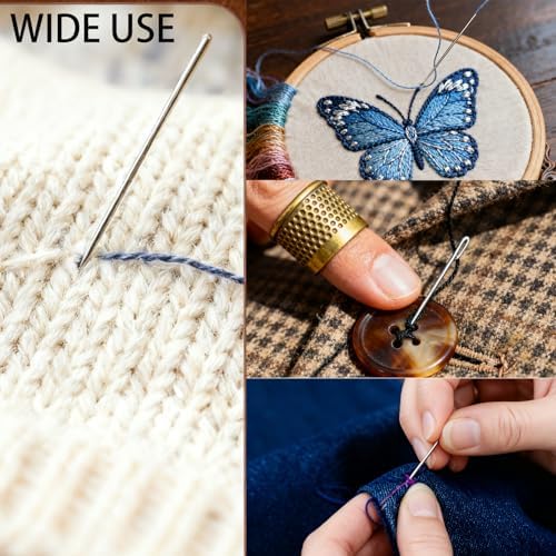 70PCS Big Eye Steel Sewing Needles Kit, Stainless Set for Hand Sewing