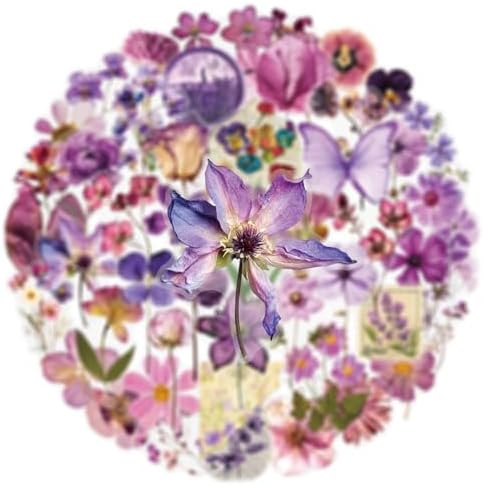 Flora Scrapbook Stickers Aesthetic Flower Sticker Purple