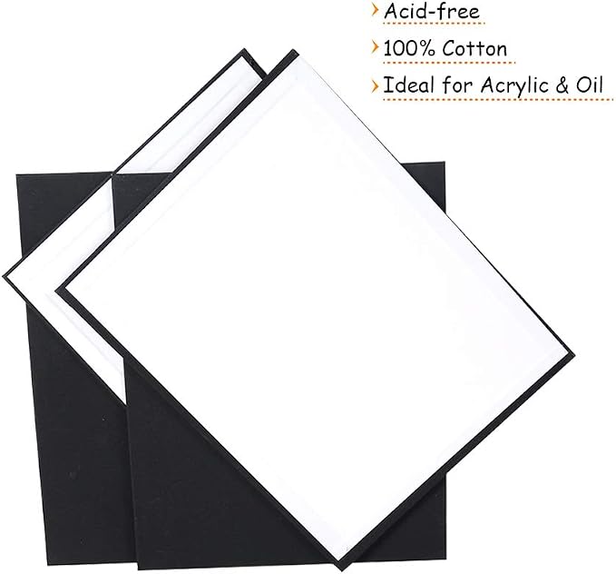 CONDA Black Canvases for Painting, Canvas Panels 8x10 inch, Pack of 14, 100% Cotton Acid-Free, 8 oz Gesso-Primed, Art Boards for Oil & Acrylic Painting
