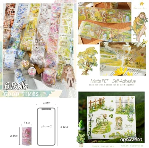 PET Tape Stickers for Journaling Supplies,Natural Scene Scrapbook Stickers
