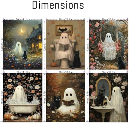VIGEGU 6 Pack Ghost Paint by Numbers Kit for Adults Beginner