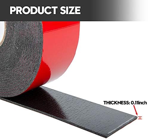 ToLanbbt Double Sided Foam Tape 1.18In x 33FT, Mounting Tape Heavy Duty, Strong Adhesive Weatherproof Seal Strips for DIY Craft Picture Poster, Car & Gap Filling Mountings, Home Office Decor (Black)