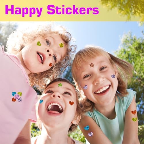 Holographic Star and Heart Stickers for Kids Reward,2016 PCS Rainbow Colors