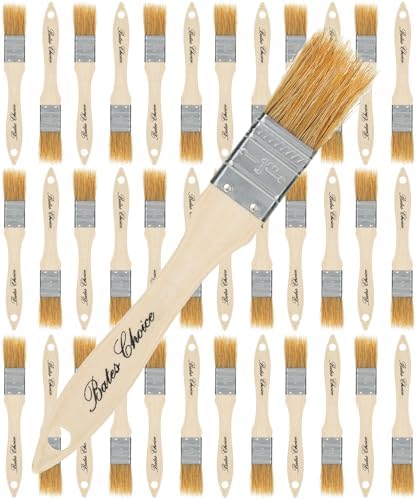Bates- Chip Brushes, 1 Inch, 36 Pack, 1 Inch Paint Brushes with Ergonomic Wooden Handle, Natural Bristle