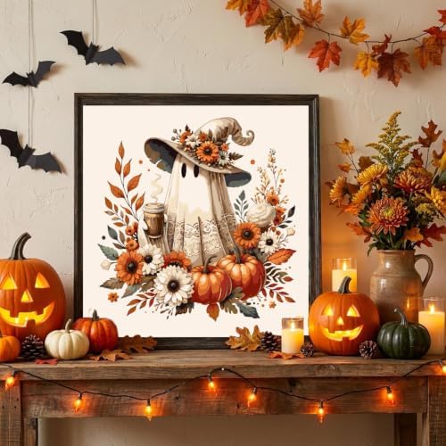 Halloween Paint by Numbers Kit for Adults,Ghost DIY Oil Painting 14x14In
