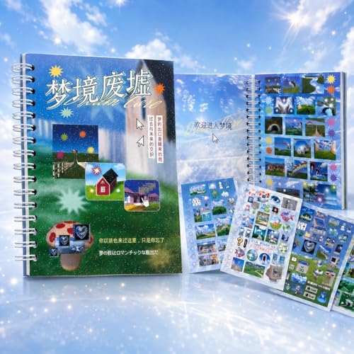 Dreamcore Sticker Book for Journaling & Scrapbooking, 30 Sheets Y2K Kawaii Japanese-Inspired Paper Stickers for Junk Journal Supplies, Planner Decor,