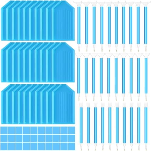 Affrolling 90 Pcs Diamond Art Tools, Drill Pens Trays Glue Clay