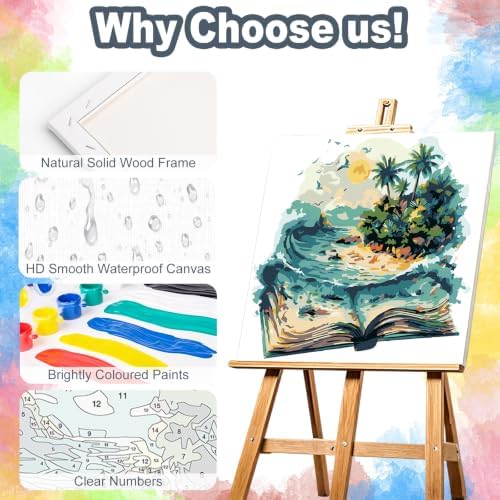 Kalonyth Book Framed Paint by Numbers Kit for Adults Beginner 10x10 inch