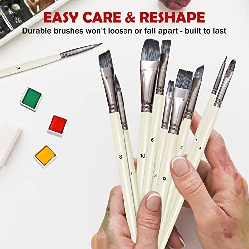 DUGATO Artist Paint Brushes Set 10pcs for Acrylic Oil Watercolor Gouache