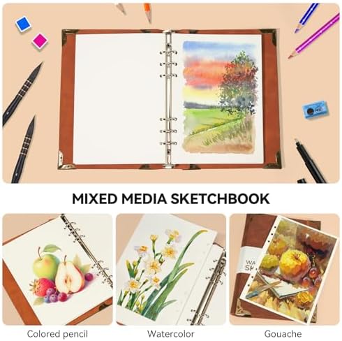 Lightwish Watercolor Sketchbook,100% Cotton Acid Free Watercolor Journal,300gsm/140lb Cold Press Watercolor Paper for Artists,Adults,Students,20 Sheets,5.8 * 8.2 Inches Paper