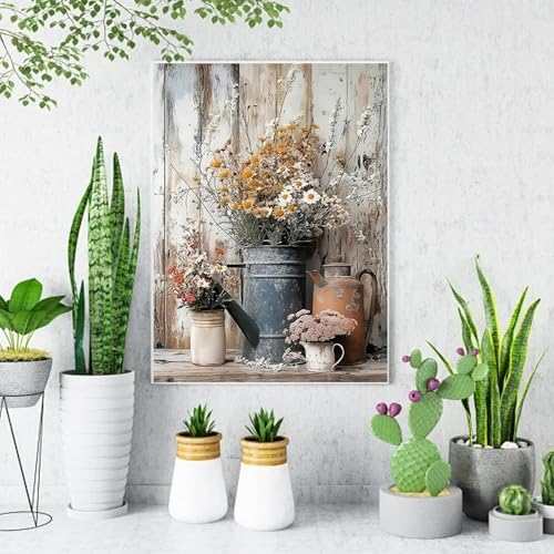 Rustic Flowers Daisy Diamond Art Kits for Adults Diamond Painting Kits