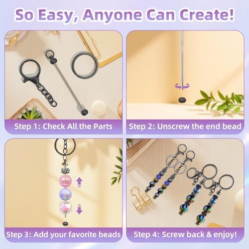 28 Pcs Beadable Keychain Bars - Keychain Making Kit Bulk - Metal Beaded Keychains for Crafting - Diy Key Chain Supplies - Blank Keychains Bars for Beads - Beadable Items (Grey)