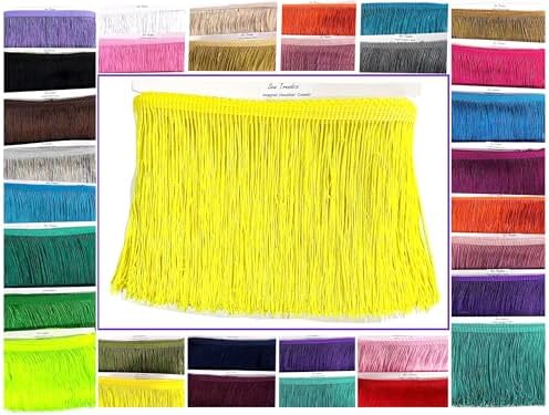 10 Yards of 4" Long Chainette Fringe Thread Yarn Tassel Trim Braid Fringe for Crafts Sewing and Decor-Lemon Yellow