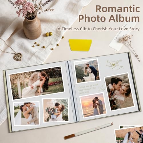 Popotop Photo Album Self Adhesive Scrapbook Album for 4x6 5x7 8x10 Pictures DIY Photo Book as Scrapbooking Supplies Kits, Birthday Gifts for Women Mom Wedding Baby Family Travel